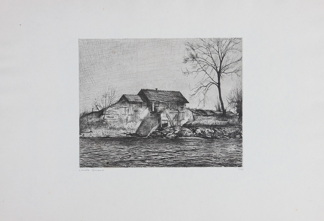 1943 Aurèle Barraud, Rivière / Maison au bord de l’eau